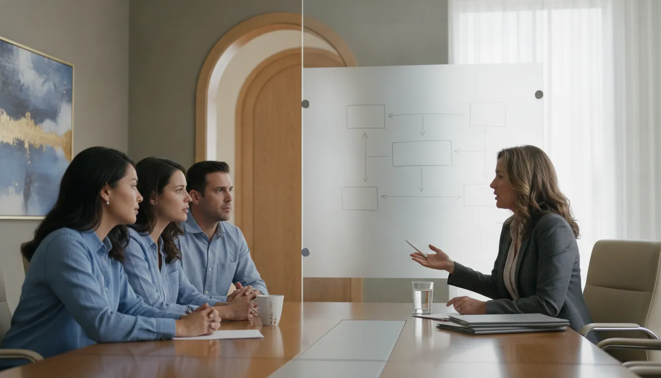 California family reviewing burglary bail release information with a bail agent